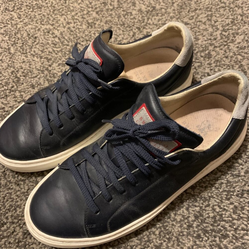 Brunello Cucinelli Navy Leather Men's Sneakers Size 39 (US7)